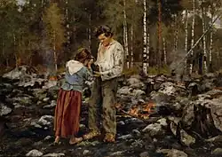 Матти выжигает лес под пашню, 1893