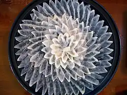 Тарелка с fugu sashimi