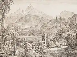 Пейзаж в районе Зальцбург-Берхтесгаден. 1823. Литография