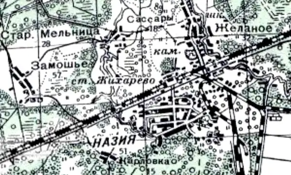 Деревня Карловка на карте 1940 года