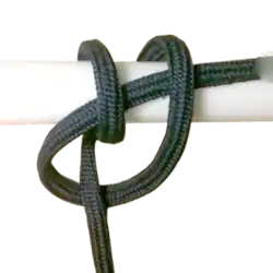 Гафельный узел, Фаловый багорный марсель, Gaff Topsail Halyard Bend.Штык на рангоуте, аккуратный и плотный.