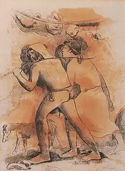 Монотипия с охотником из частного собрания. Около 1900 года.