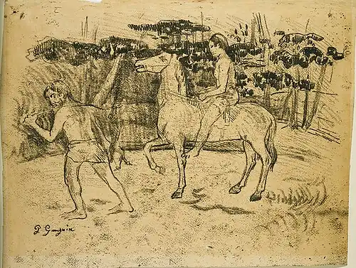 Монотипия с охотником и всадником из Штеделевского института. Около 1902 года