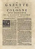 Gazette de Cologne, кёльнская газета на фр. языке, 1778
