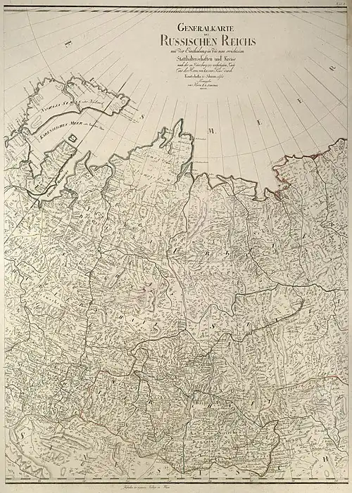 Германская карта 1792&nbsp;года. Верхнеудинск по ошибке назван Нижнеудинском.