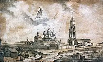 Общий вид со стороны монастырской слободы в XIX веке.