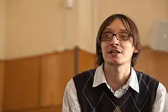 Г. С. Старостин на заседании, посвящённом 80-летнему юбилею В. А. Дыбо (Москва, РГГУ, 5 мая 2011)