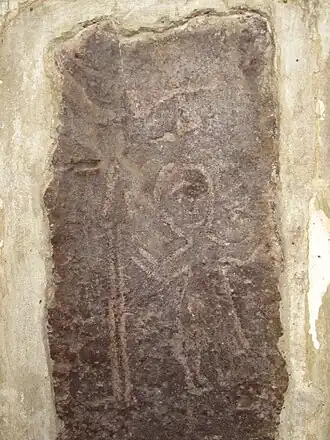 Предполагаемое изображение Яровита на каменной плите из церкви святого Петра в Вольгасте