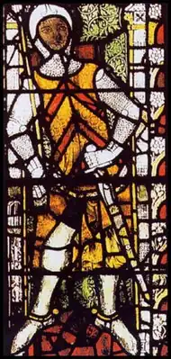 Изображение Гилберта де Клера на витраже Тьюксберийского аббатства (Тьюксбери, Глостершир, ок. 1340 года)