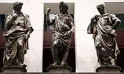 Проповедь Иоанна Крестителя, Левит и Фарисей. Между 1506 и 1511. Бронзовая группа для северных врат Флорентийского баптистерия. Музей произведений искусства Собора, Флоренция