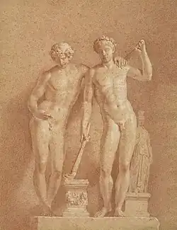 Две мужские фигуры. Бумага, сангина, мел. Национальная галерея Шотландии, Эдинбург