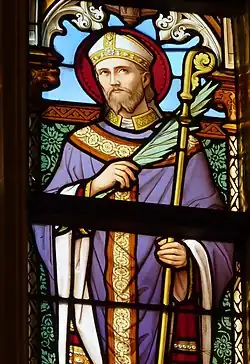 Святой Эберегизел Тонгеренский.  Витраж в базилике Тонгеренской Богоматери