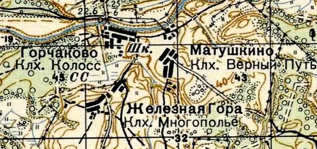 План деревни Железная Гора. 1937 год