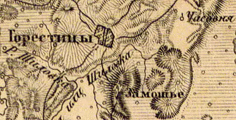 Деревня Замошье на карте 1863 года