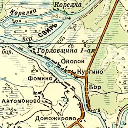 Деревня Яровщина на карте РККА 1940 года