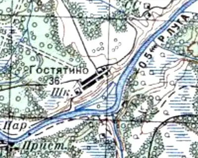 Деревня Гостятино на карте 1940 года
