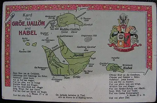 Старая открытка показывает Хабель с терпами Нордерварфт (Nördwerf), Зюдерварфт (Sarwerf)