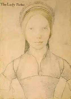 «Портрет леди Паркер», возможно, Джейн Паркер. Художник&nbsp;— Ганс Гольбейн-младший