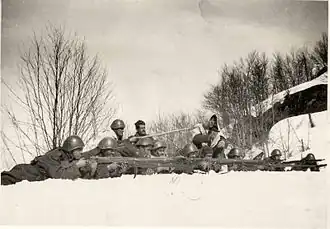 Греческие солдаты во время итальянского весеннего наступления, март 1941 года