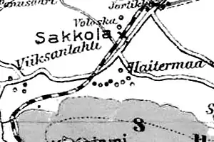 Станция Саккола на финской карте 1923 года