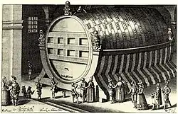 Гейдельбергская бочка. 1608. Офорт. Рейксмюсеум, Амстердам