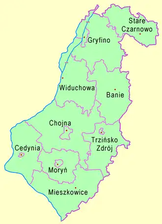 Грыфинский повет на карте