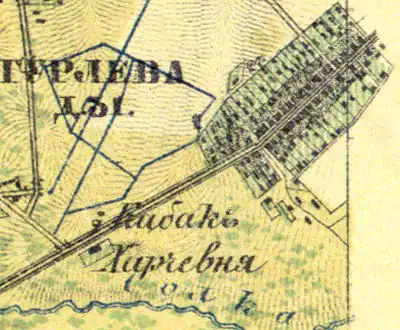 Деревня Гурлёво на карте 1860 года