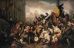 Эпизод сентябрьских дней 1830 года на Гранд-Плас в Брюсселе. 1834. Холст, масло. Королевский музей изящных искусств Бельгии, Брюссель