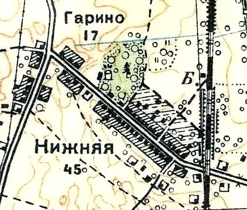 План деревни Нижняя. 1939 год