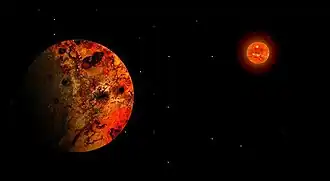 HD 69830 b looking at its star.(Artist's impression)