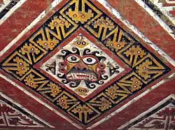 Настенная роспись "Отсекающий голову", культура Моче, Храм Луны, Перу.