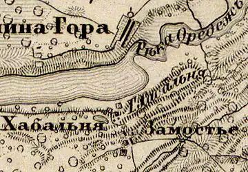 Деревня Замостье на карте 1863 года