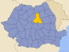 Карта Румынии с выделенным жудецем Харгита
