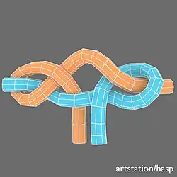Пакетный узел[англ.]:28:55, Упряжный узел:28, Harness bend, drawing bend, parcel bend.Связывательный штык, не боится опрокидывания, не скользит, затягивается.