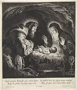 Святой Франциск и святая Клара поклоняются Младенцу Христу