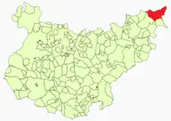 Расположение муниципалитета Элечоса-де-лос-Монтес на карте провинции