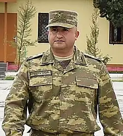 Генерал-майор Хикмет Гасанов в воинской части в Тертерском районе в 2016 году