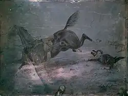 Наездник, упавший с лошади (по рисунку или эстампу). Между 1850 и&nbsp;1855