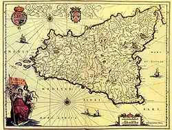 Карта Сицилии Виллема Янсзона Блау (1571-1638)