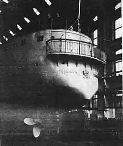 Канонерская лодка «Хивинец» перед спуском на воду