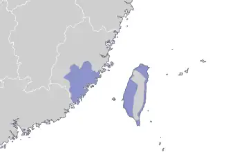 Распространение хокло в Южном Китае и на Тайване