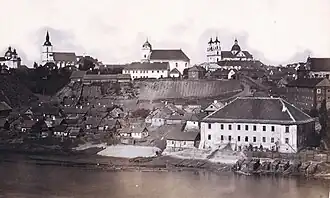 Перестроенный дворец Огинских (в правом нижнем углу). Фото 60-х годов XIX века.