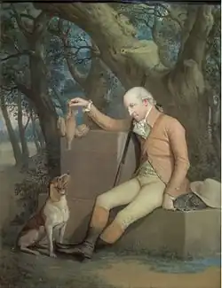 Портрет баронета Горацио Манна с его собакой. Около 1785.