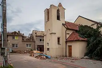 Деревня Грушки с церковью Святого Варфоломея на следующий день после смерча