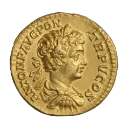 Ауреус, Каракалла, аверс, ок. 202&nbsp;г.