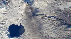 Вид на долину реки в районе верховья с МКС в ноябре 2012 года