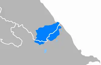 Распространение лезгинского языка: &nbsp;регионы, где он является языком большинства &nbsp;регионы, где он является языком значительного меньшинства[источник не указан 181 день]