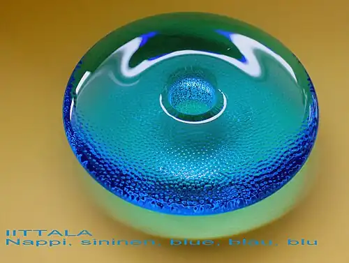 Подсвечник синего стекла «Кнопка» (Nappi)