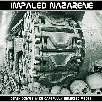 Обложка альбома Impaled Nazarene «Death Comes in 26 Carefully Selected Pieces» (2005)