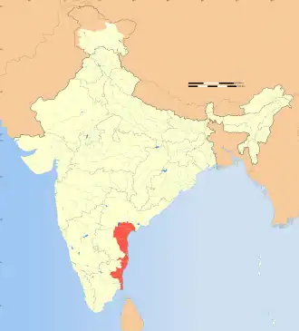 Коромандельский берег на карте Индии